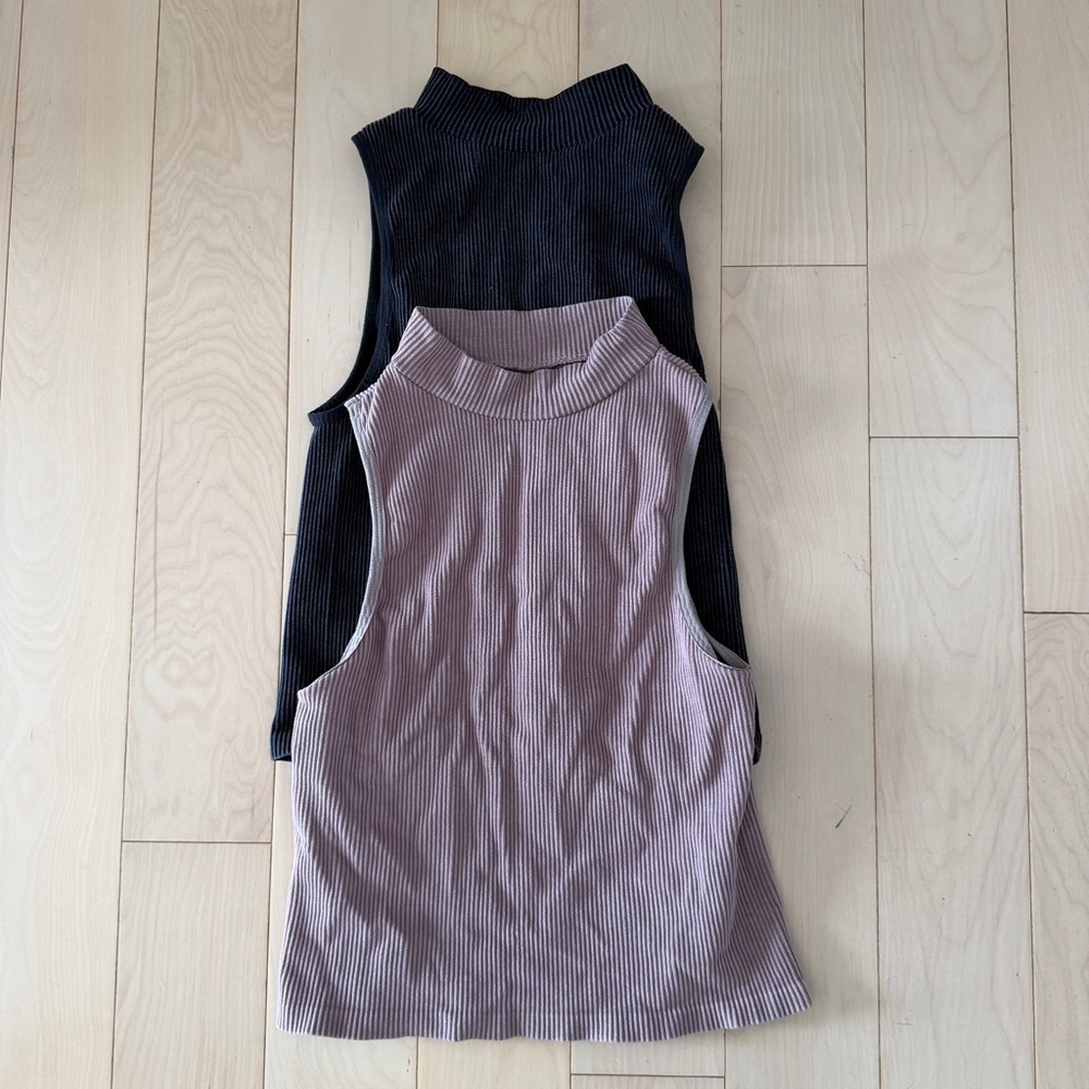 Bundle of 2 Eye Candy Mock Neck Ribbed Tank Tops